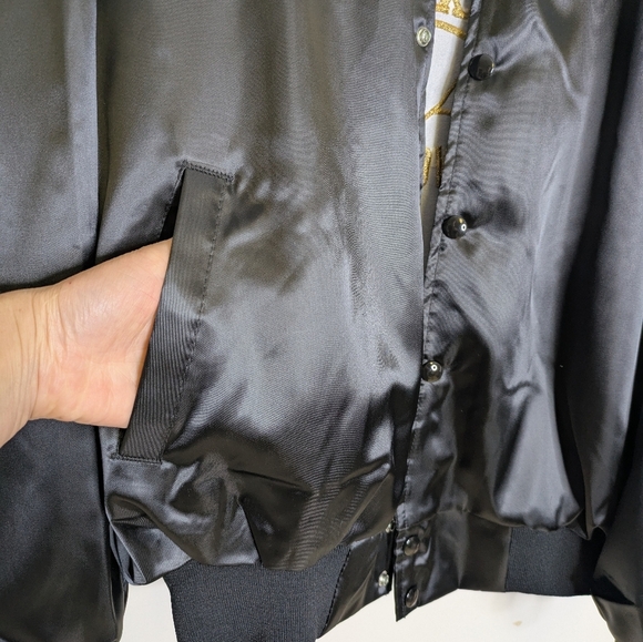 Billy Bob's Texas Ft. Worth Deadstock XL Womens Satin Embroidered Bomber Jacket - Picture 10 of 13